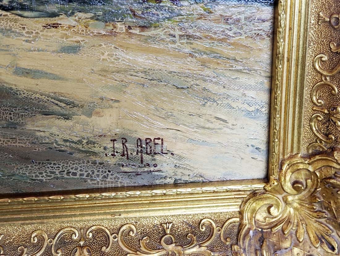 I.R. Abel Signed Large Orientalist Oil on Canvas - 4