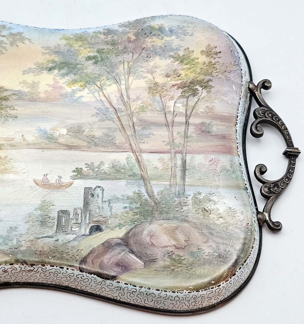 19th C. Viennese Enamel Tray On Silver - 5
