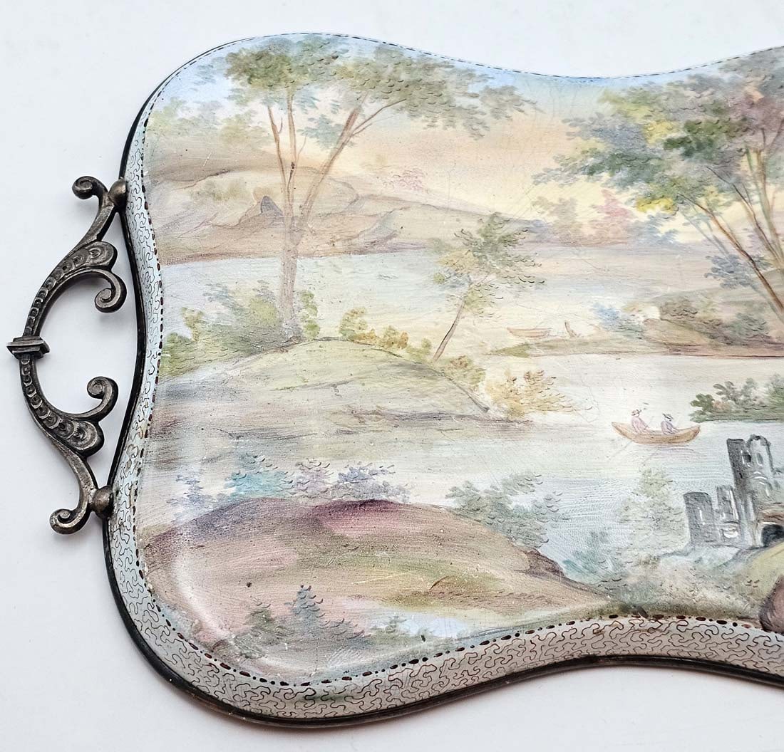 19th C. Viennese Enamel Tray On Silver - 6