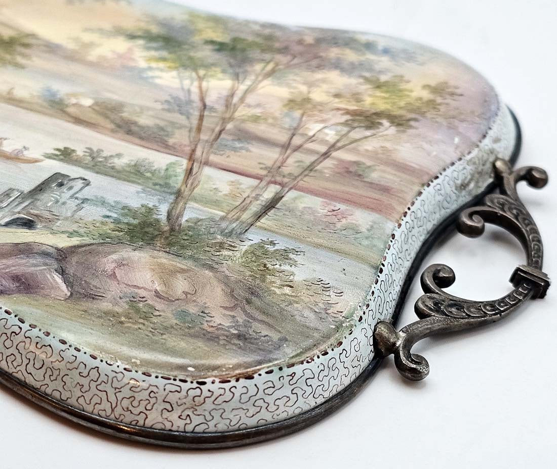 19th C. Viennese Enamel Tray On Silver - 8