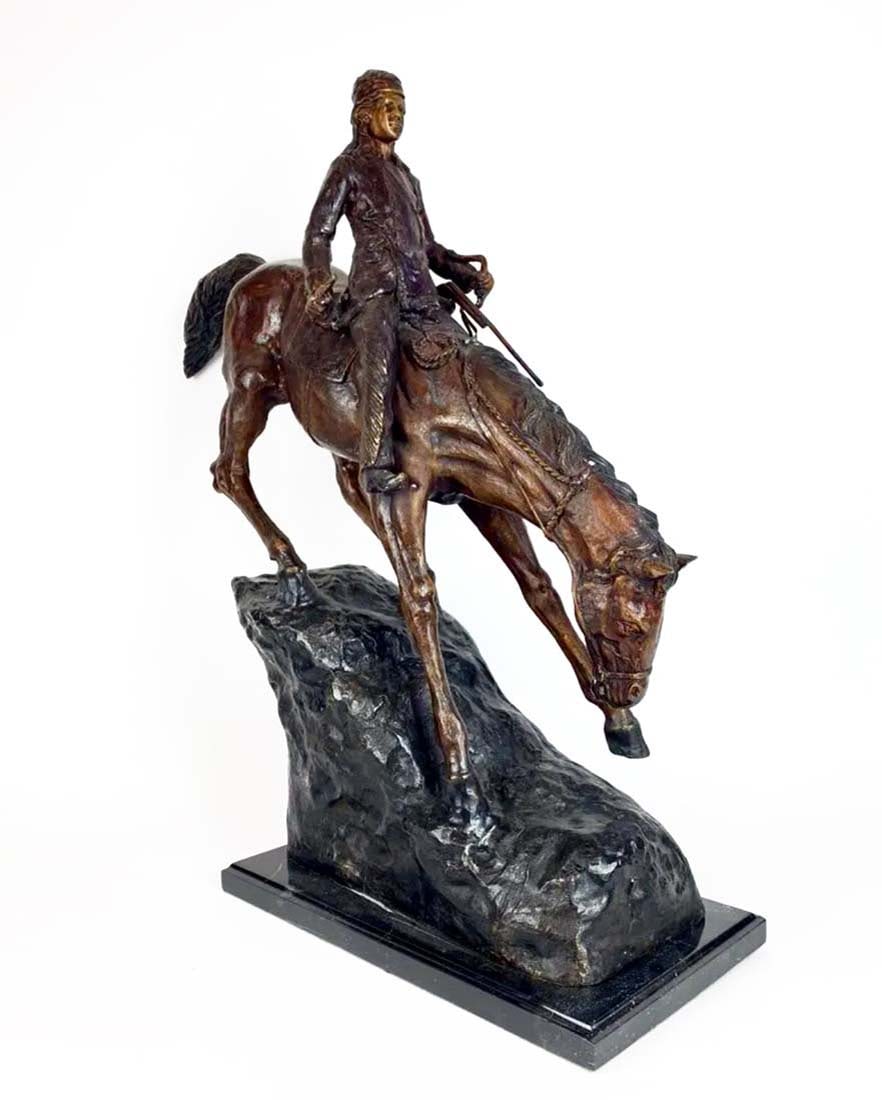 Large Mountain Man Bronze Statue By Remington - 2