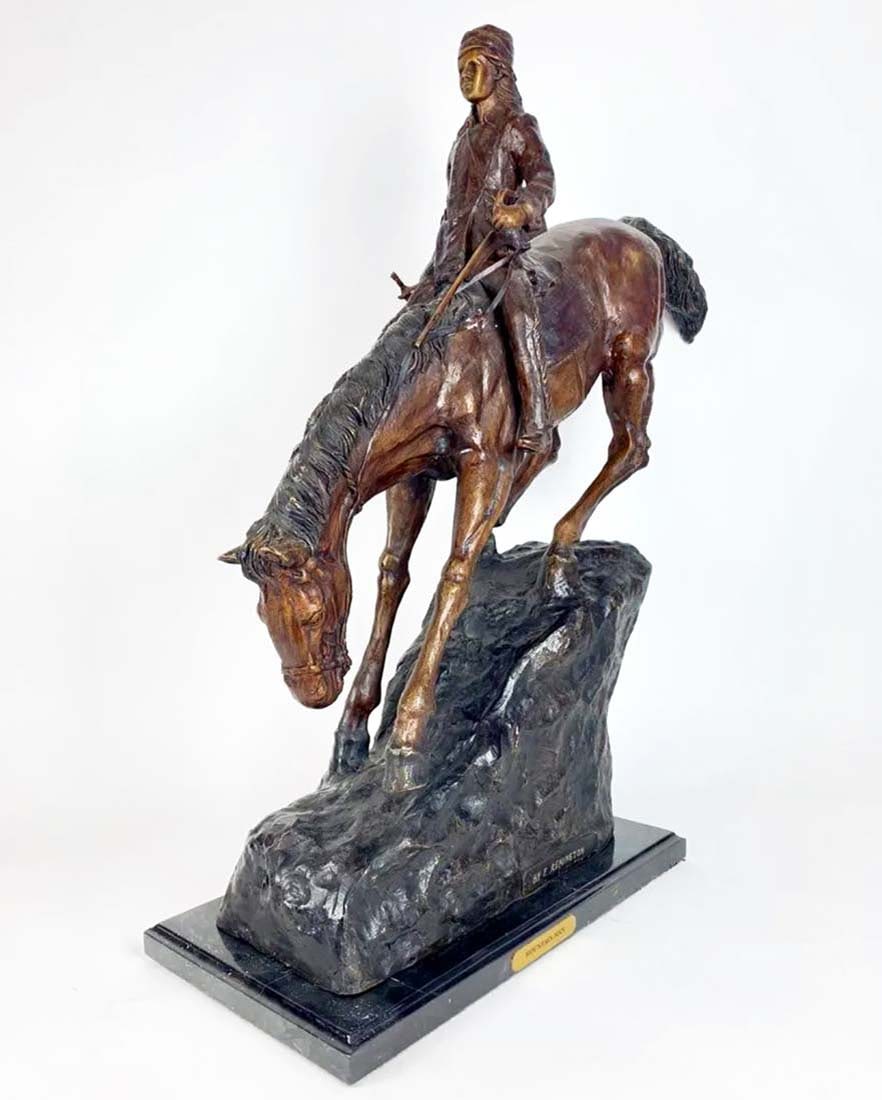 Large Mountain Man Bronze Statue By Remington - 3