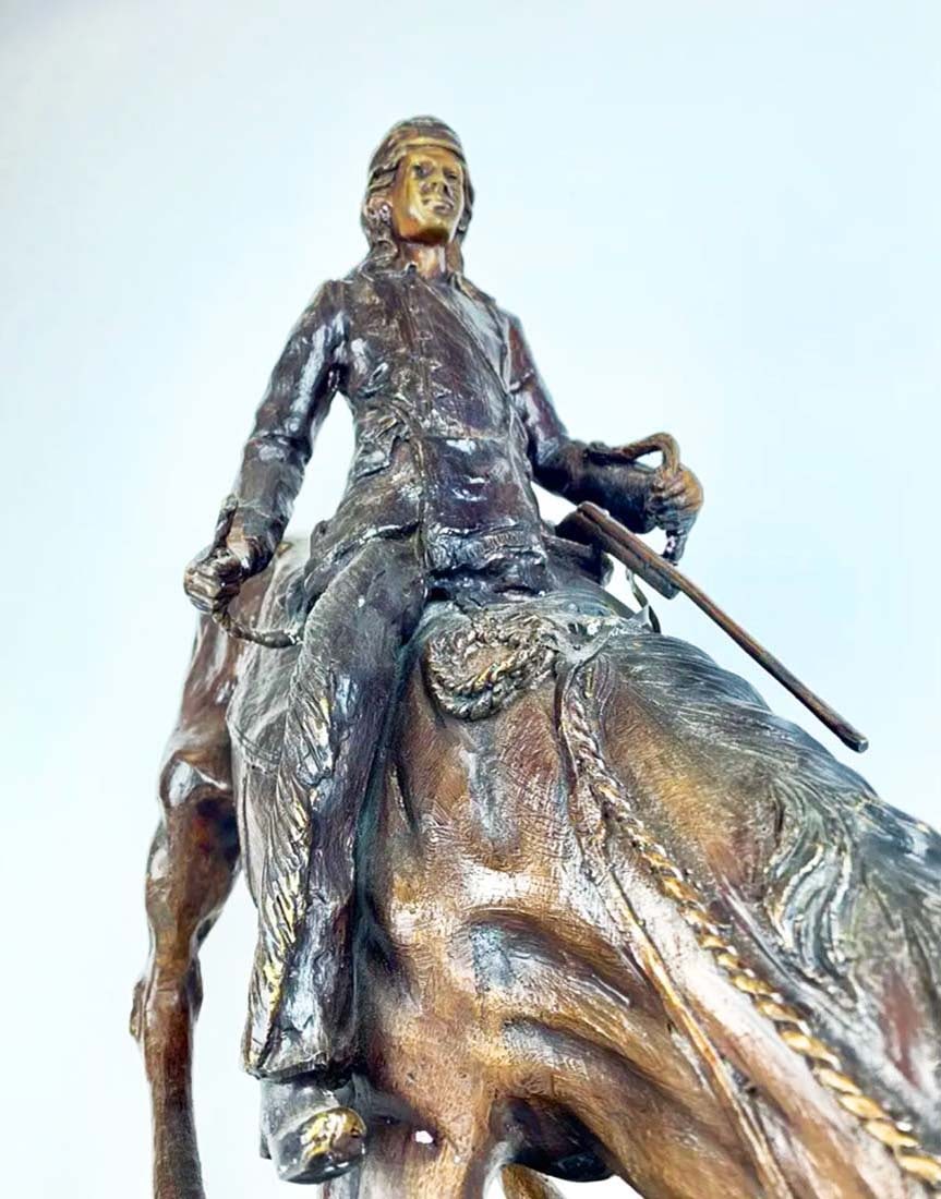 Large Mountain Man Bronze Statue By Remington - 4
