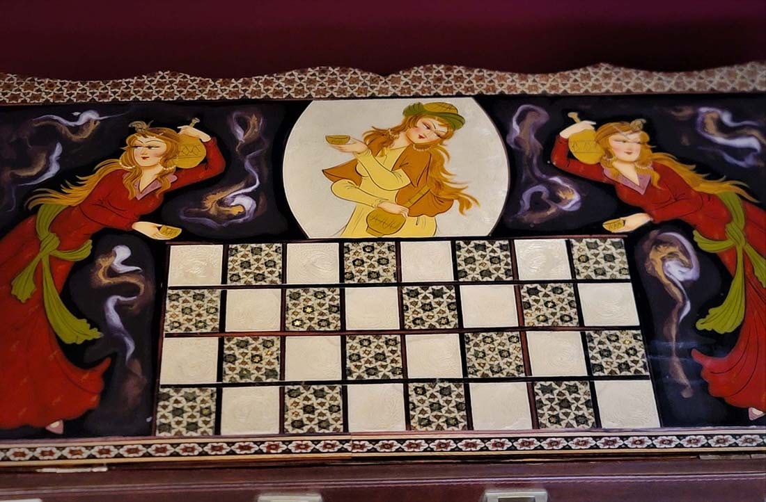 Persian Hand Painted Isfahan Khatam Backgammon Set - 5