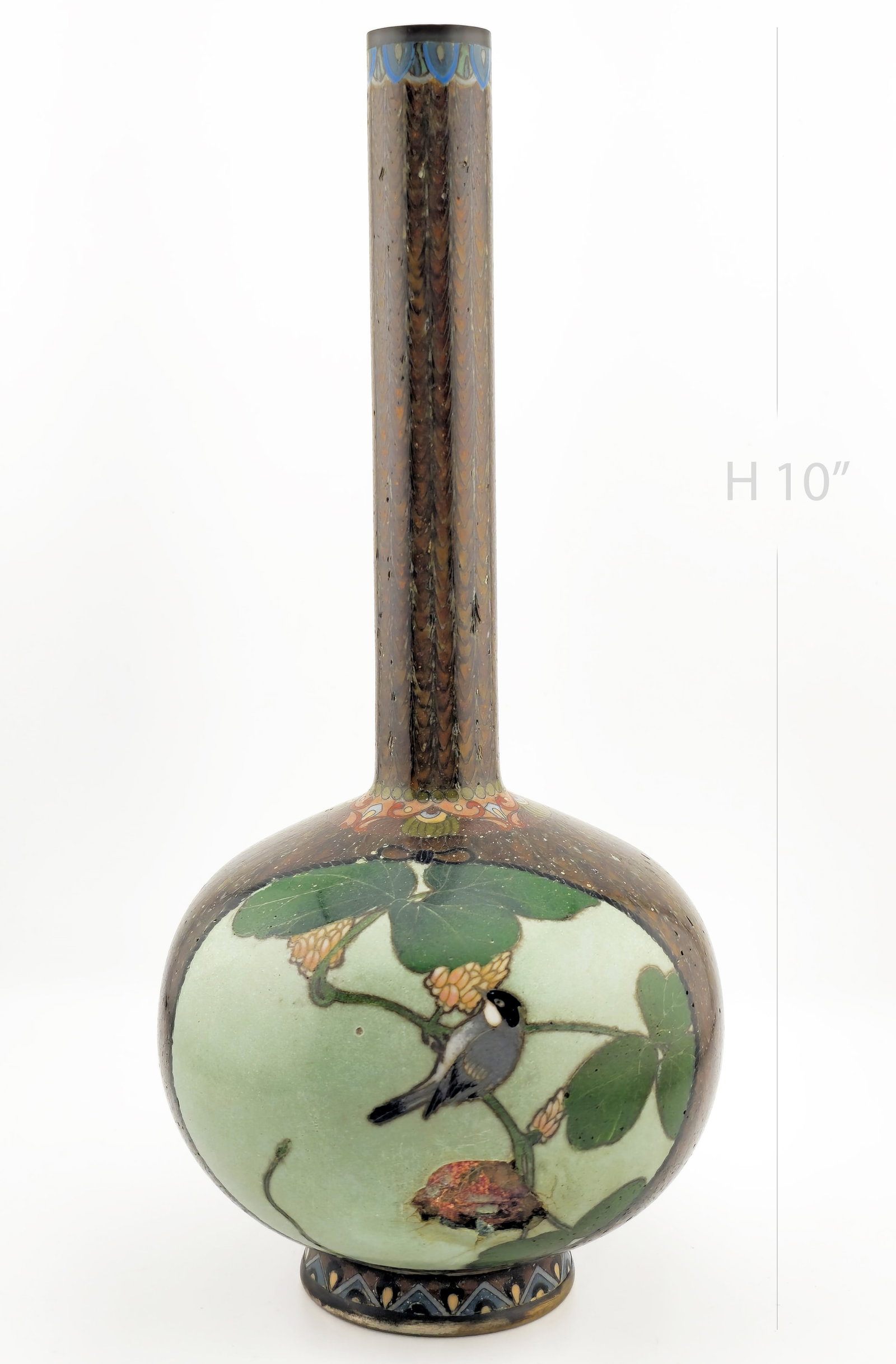 Japanese Cloisonne Enamel Meiji Era Early 20th Century Vase (1 of 7)