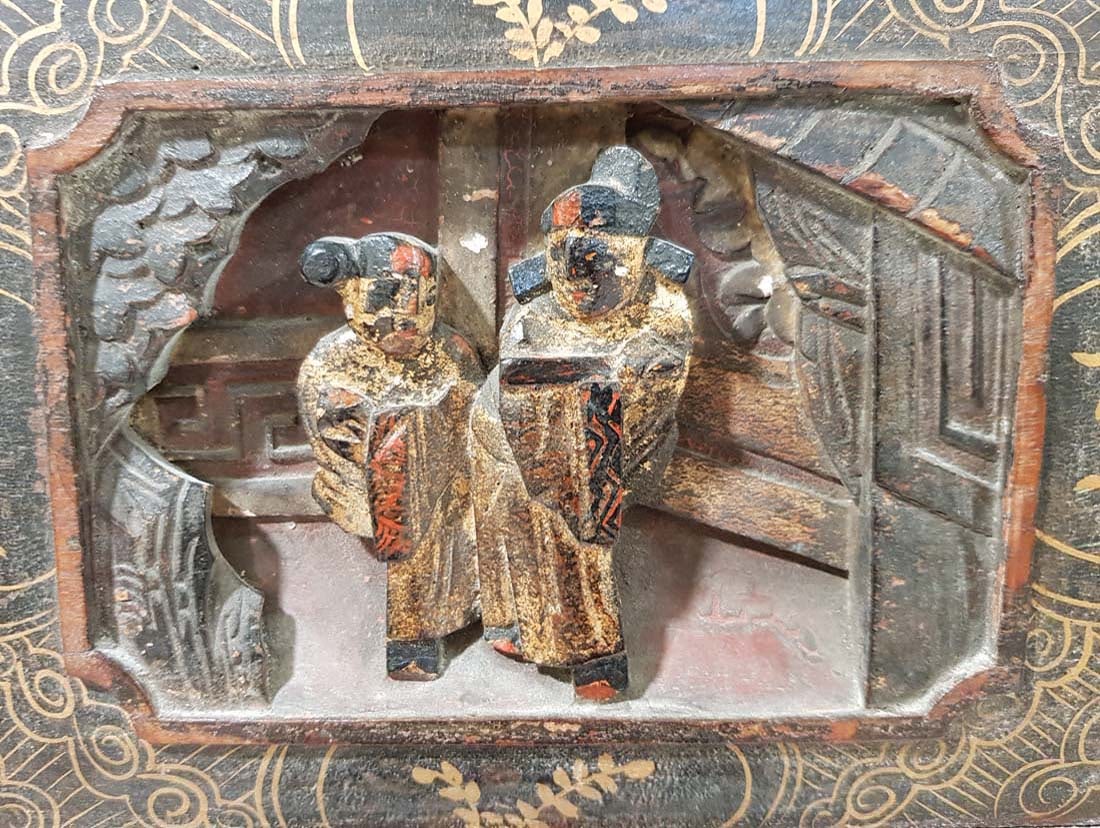 Vintage Chinese Figural Decorative Board - 2