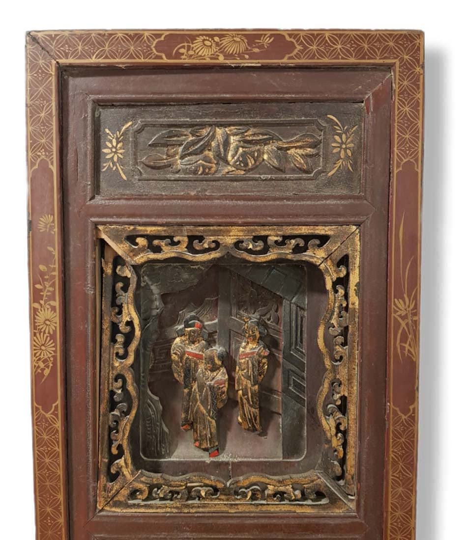 Vintage Chinese Figural Decorative Board - 3
