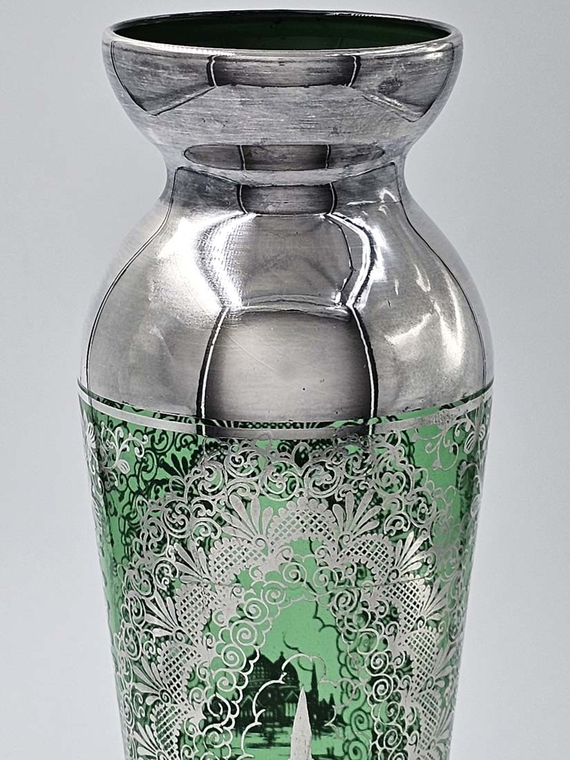 Murano Vase With Silver Overly, Circa 1948 - 3