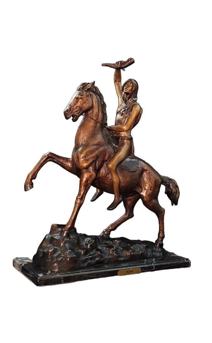Large Bronze Statue, Scalp By Frederic Remington - 7