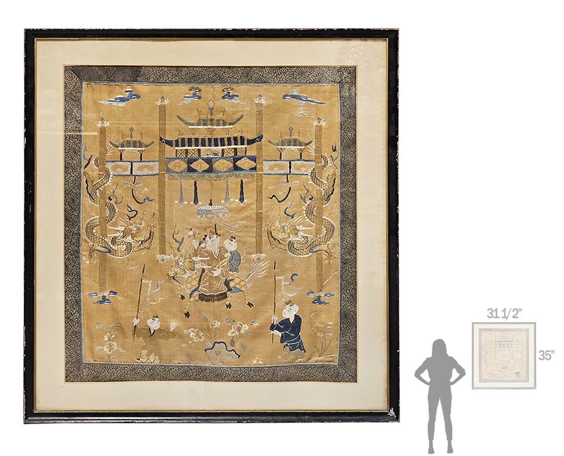 19th Century Chinese Silk Embroidery, Framed (1 of 9)