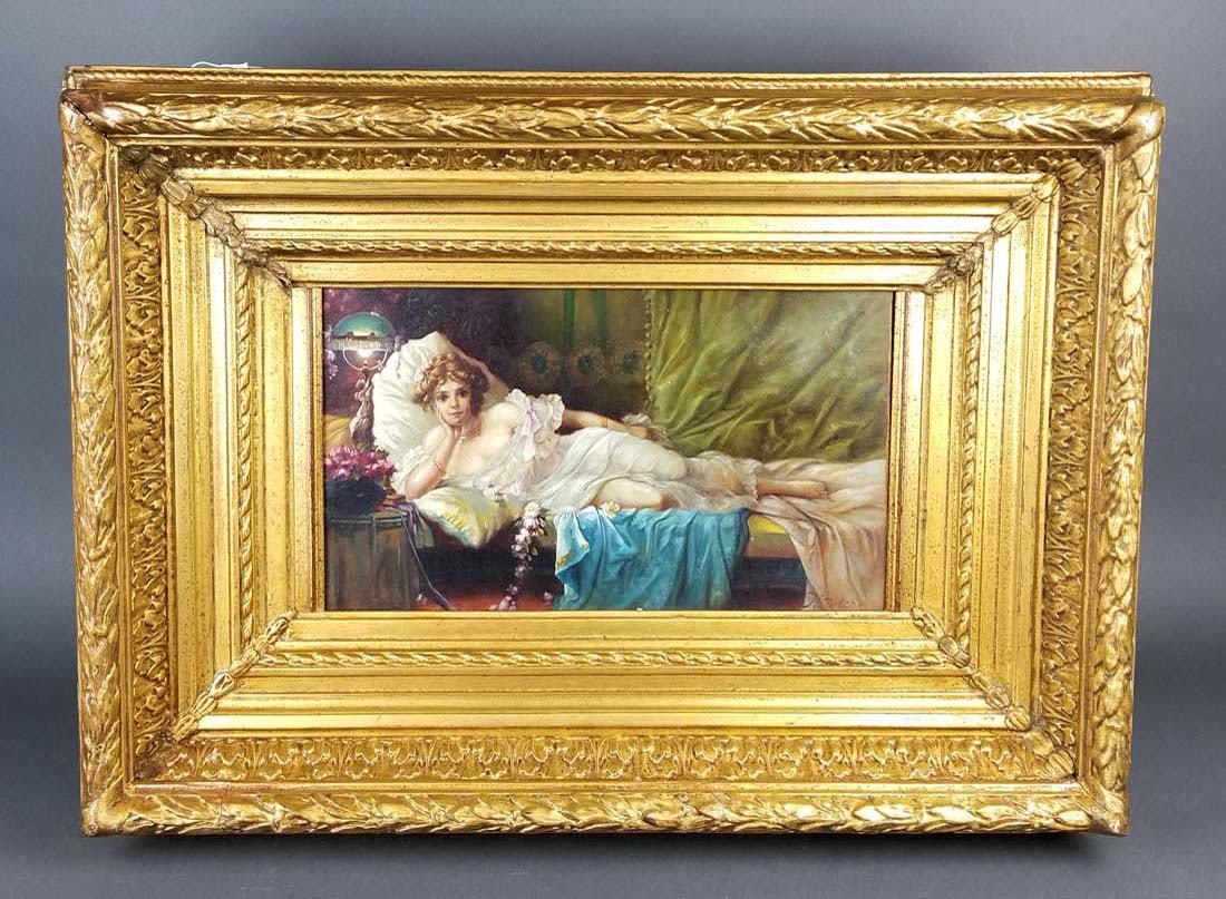 19th C. Framed Oil on Canvas Signed H. Zatzka: 19th C. Framed Oil on Canvas Signed H. Zatzka. The frame measures 26 1/4" x 19" and the painting measures 14 1/4" x 9"
