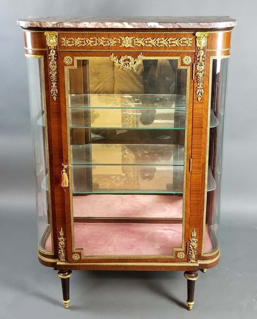 19th C. French Louis XVI Style Vitrine: 19th C. French Louis XVI Style Vitrine. Measures 53 1/4" x 34 1/4" x 14 3/4"