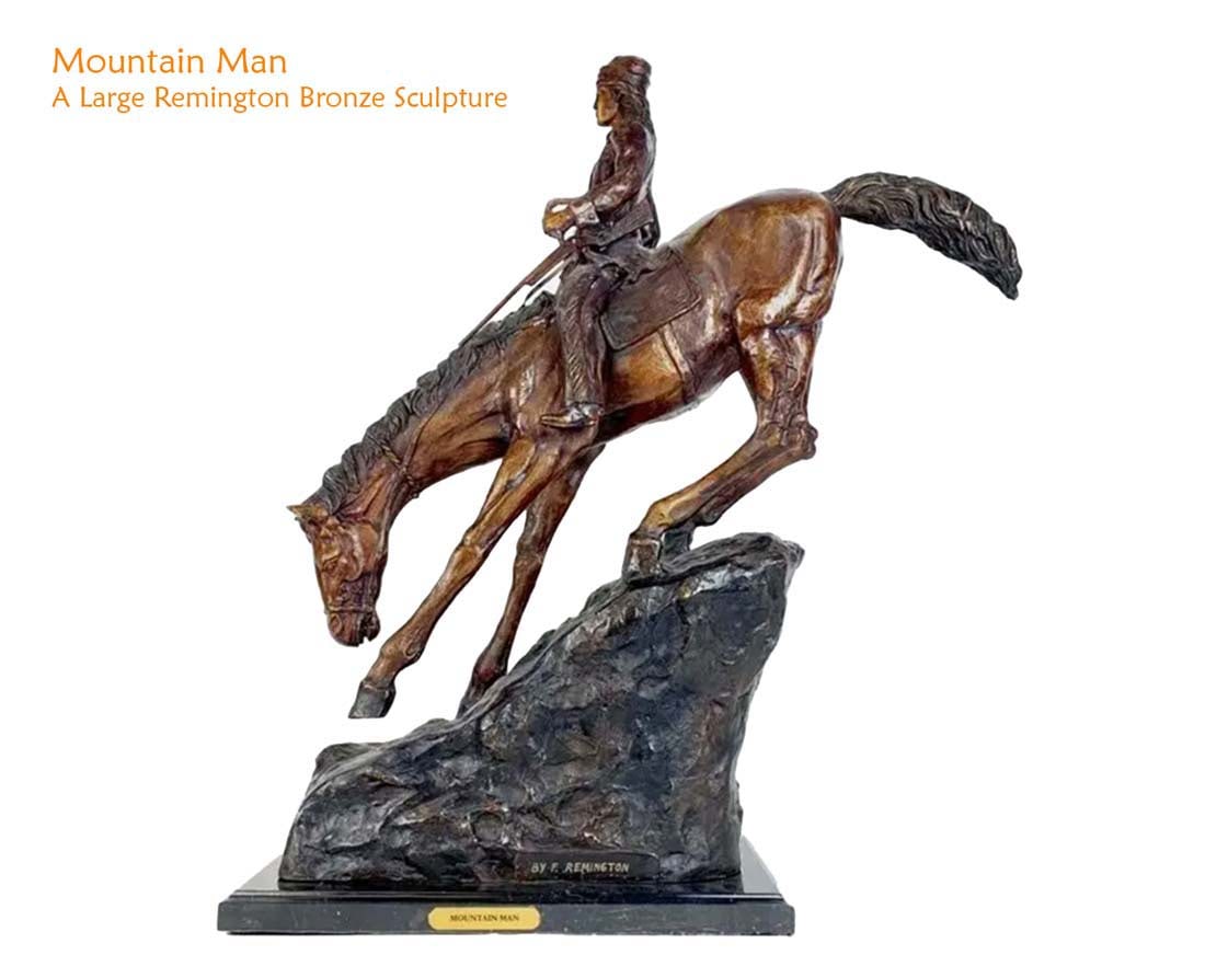 Large Mountain Man Bronze Statue By Remington (1 of 5)