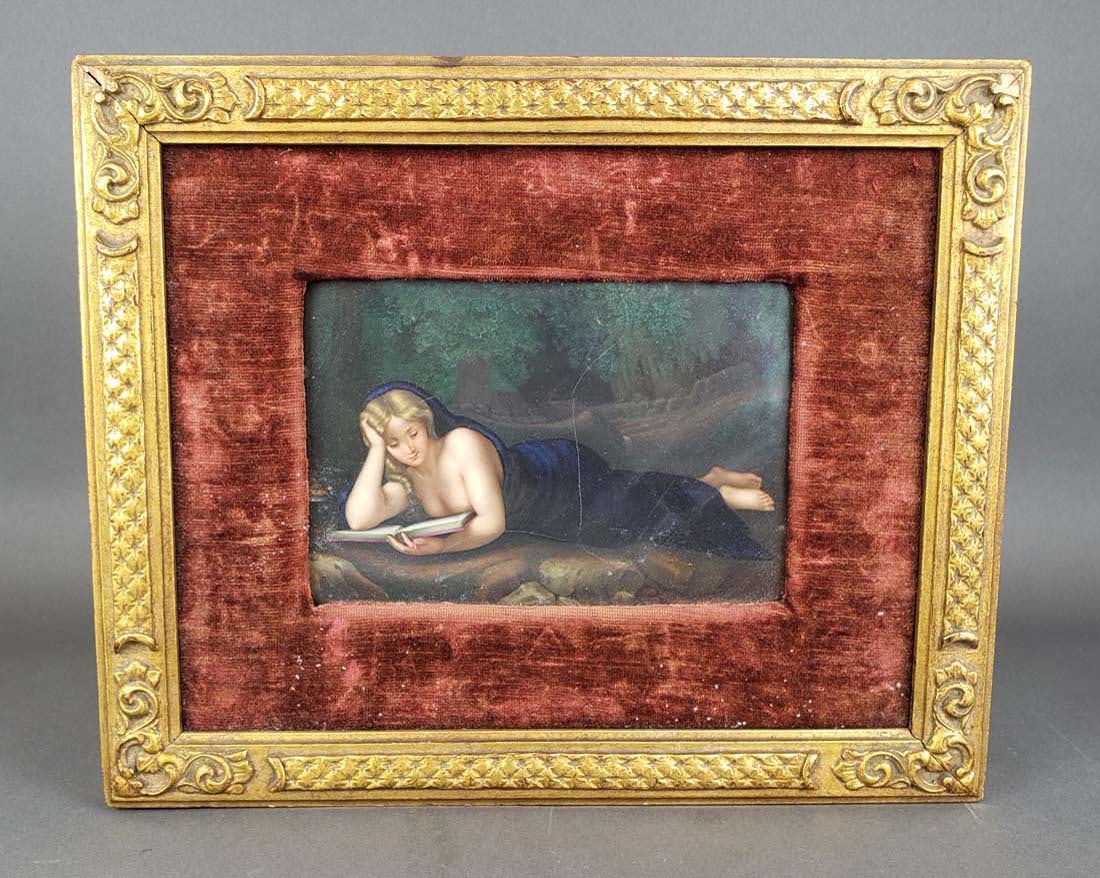 Framed German Porcelain Plaque: Framed German Porcelain Plaque . The frame measures 12 3/4" x 15 1/4"