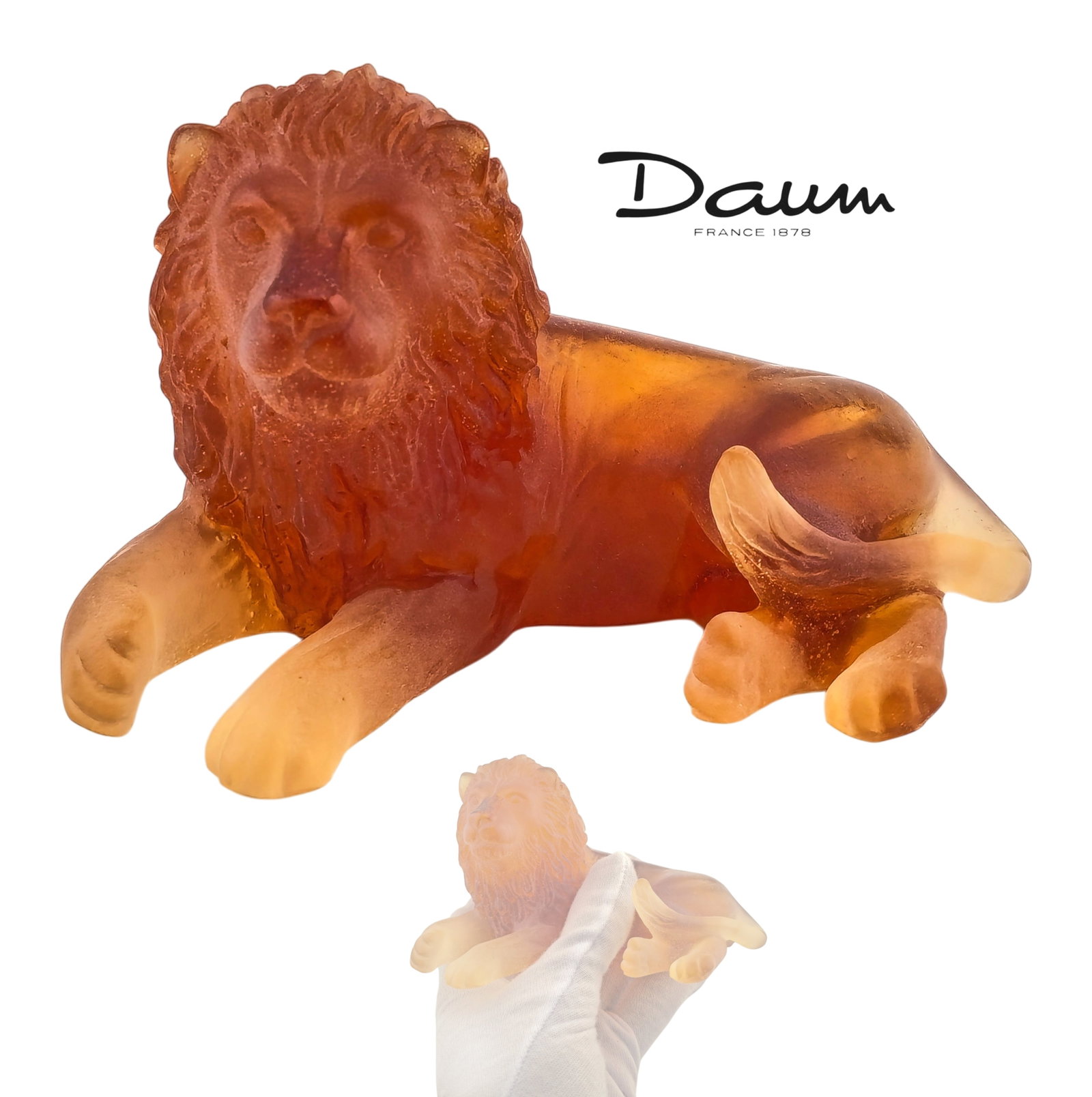 Daum France Crystal 'Lion' In Amber, Medium (1 of 6)