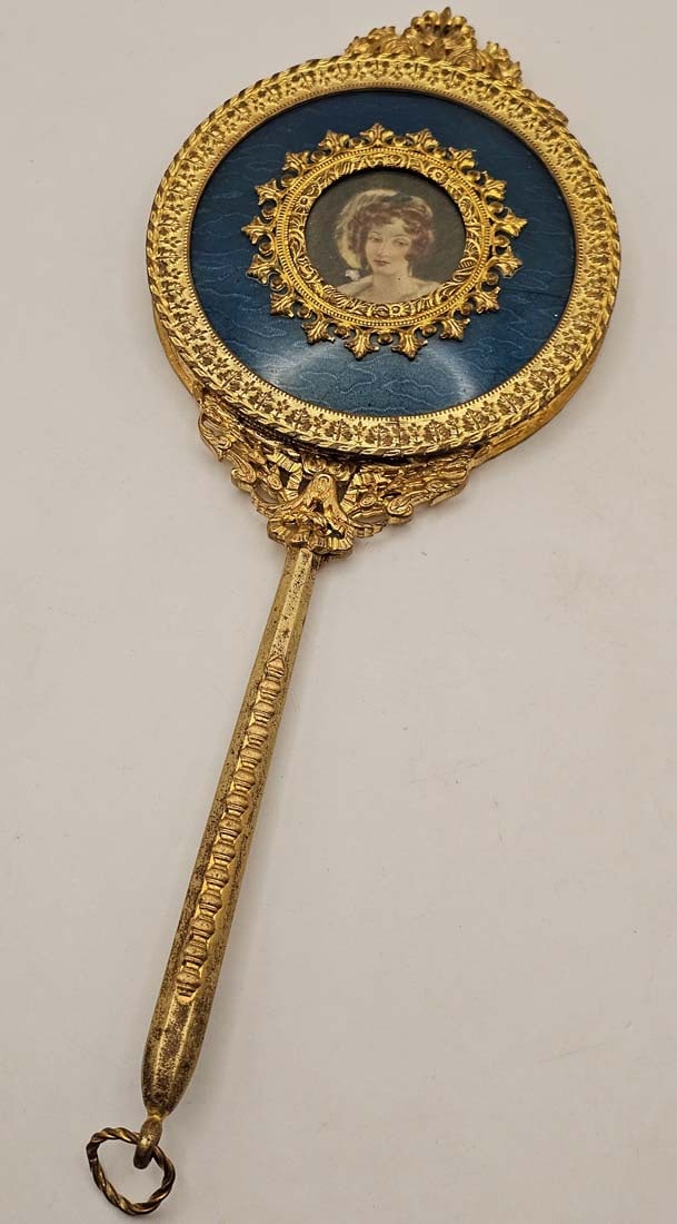 19th C. French Enamel & Bronze Mirror - 3