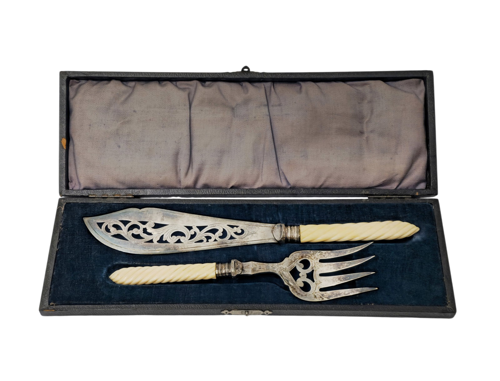 Early 20th C. Silverplated Fish Serving Knife & Fork Set With Original Box (1 of 9)