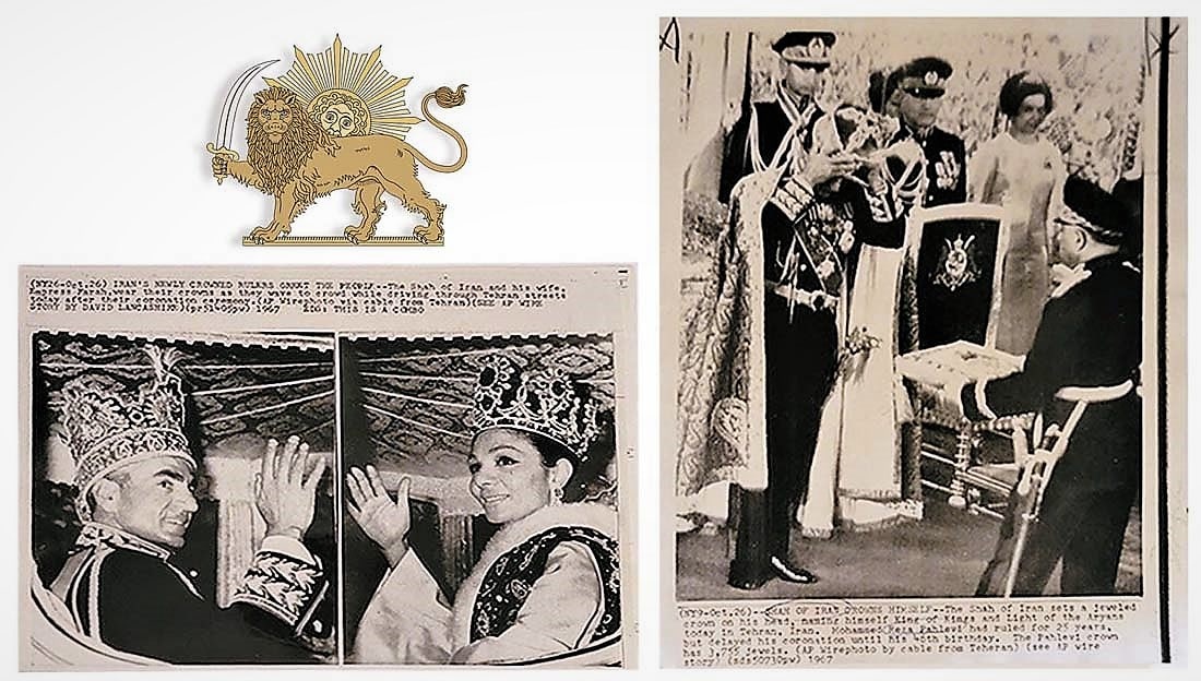 A Set of Two Original AP Press Photos of Iran King Pahlavi II Coronation Ceremony, 1967: A Set of Two Original Press Photos of Iran Persian King Mohammadreza Pahlavi Coronation Ceremony, 10/26/1967 by Associated Press News agency photographer from Tehran, Iran. Photos sizes: approx. 8" x