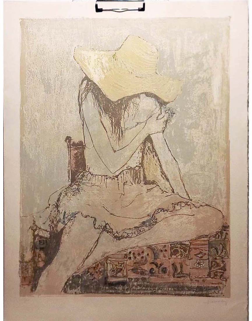 French Armenian Jean Jansem (1920-2013) Lithograph On Paper Depicting A Woman, Signed And Numbered: French Armenian Jean Jansem (1920-2013) Lithograph On Paper Depicting A Woman, Signed And Numbered. 22" x 29"