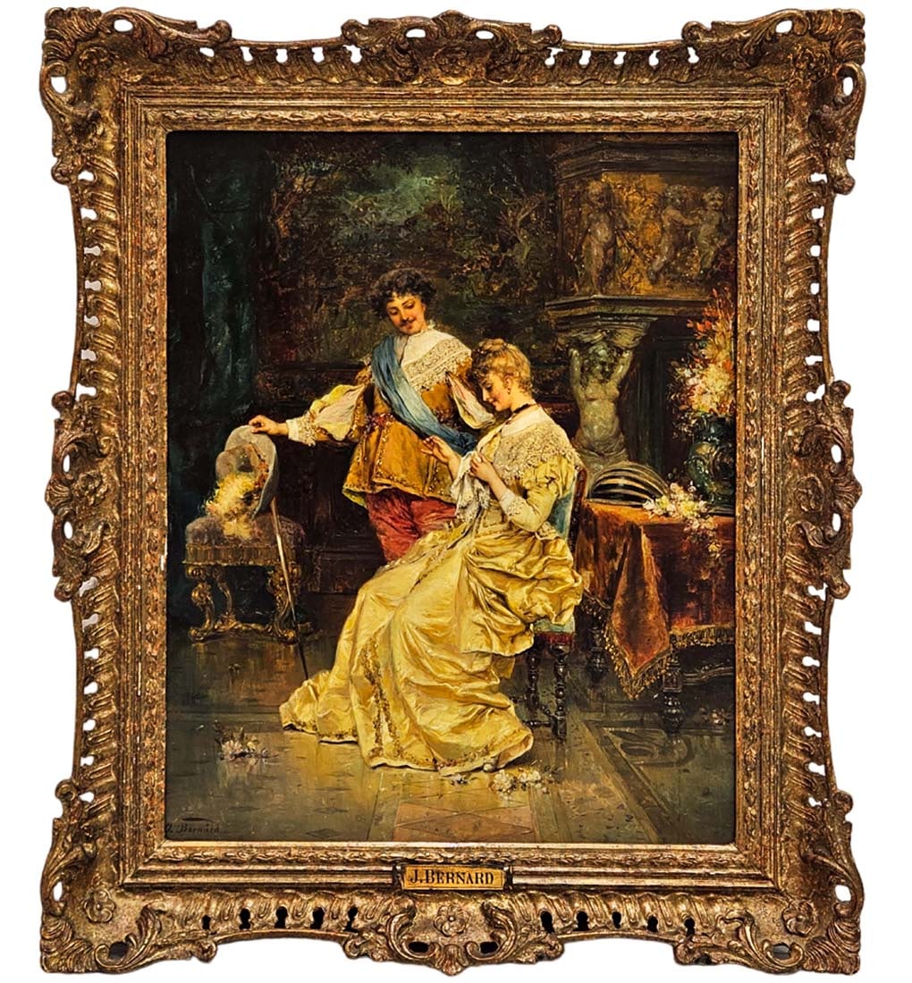 Oil On Canvas (1859-1945) Hans Zatzka Signed J Bernard Painting: Oil On Canvas (1859-1945) Hans Zatzka Signed J Bernard Painting. Frame: 26?x 21 1/2? \ Painting: 20.3/4? x 16 1/2?
