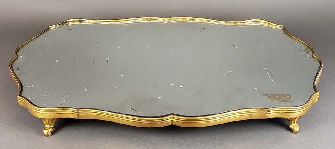 19th C. French Bronze Mirrored Plateau: 19th C. French Bronze Mirrored Plateau. Measures 23" x 17"