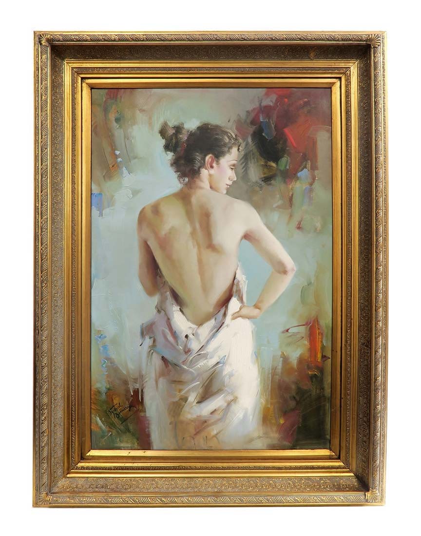 Large Jean Gabriel Domergue Oil on Canvas Circa 1950: Large Jean Gabriel Domergue Oil on Canvas. Jean-Gabriel Domergue Circa 1950frame 47" x 34.5", Painting 36" x 24" Domergue was born in Bordeaux and studied at the Ecole nationale superieure des Beaux-A