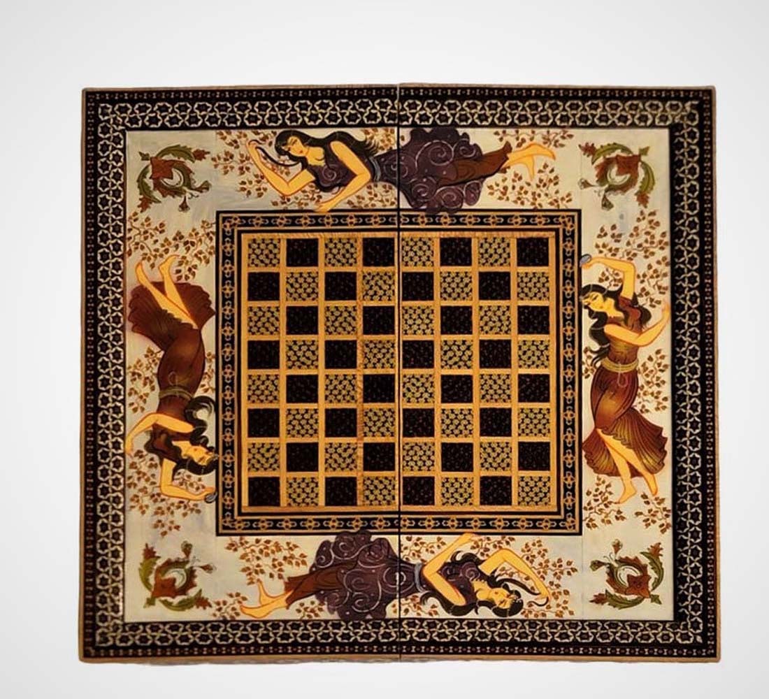 Persian Hand Painted Isfahan Khatam Backgammon Set - 2