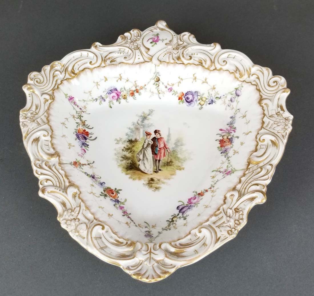 German Porcelain Plate: German Porcelain Plate. Measures 11" x 10"