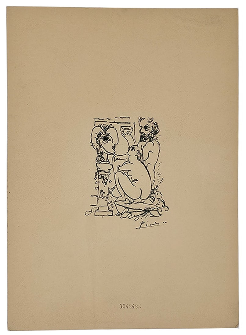 Picasso 'Minotauro Agonizando' Etching Lithography Print, Signed: Picasso 'Minotauro Agonizando' Etching Lithography Print, Signed Signature in print plate. (11 x 8 cms) Certified and Stamped by "Musee de Orsay" in Paris & "Christie's" Musee de Orsay certificate