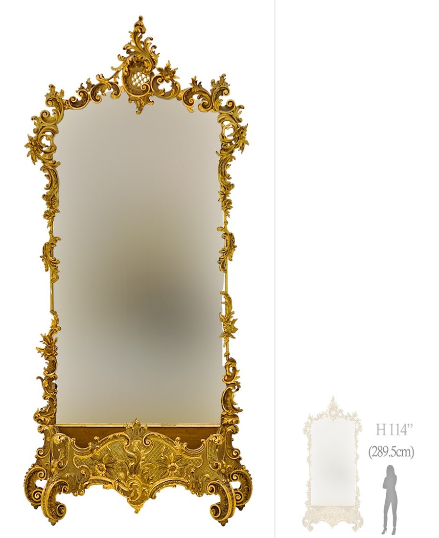 Very Large 19th C. French Gold Leaf Mirror With Planter (1 of 3)