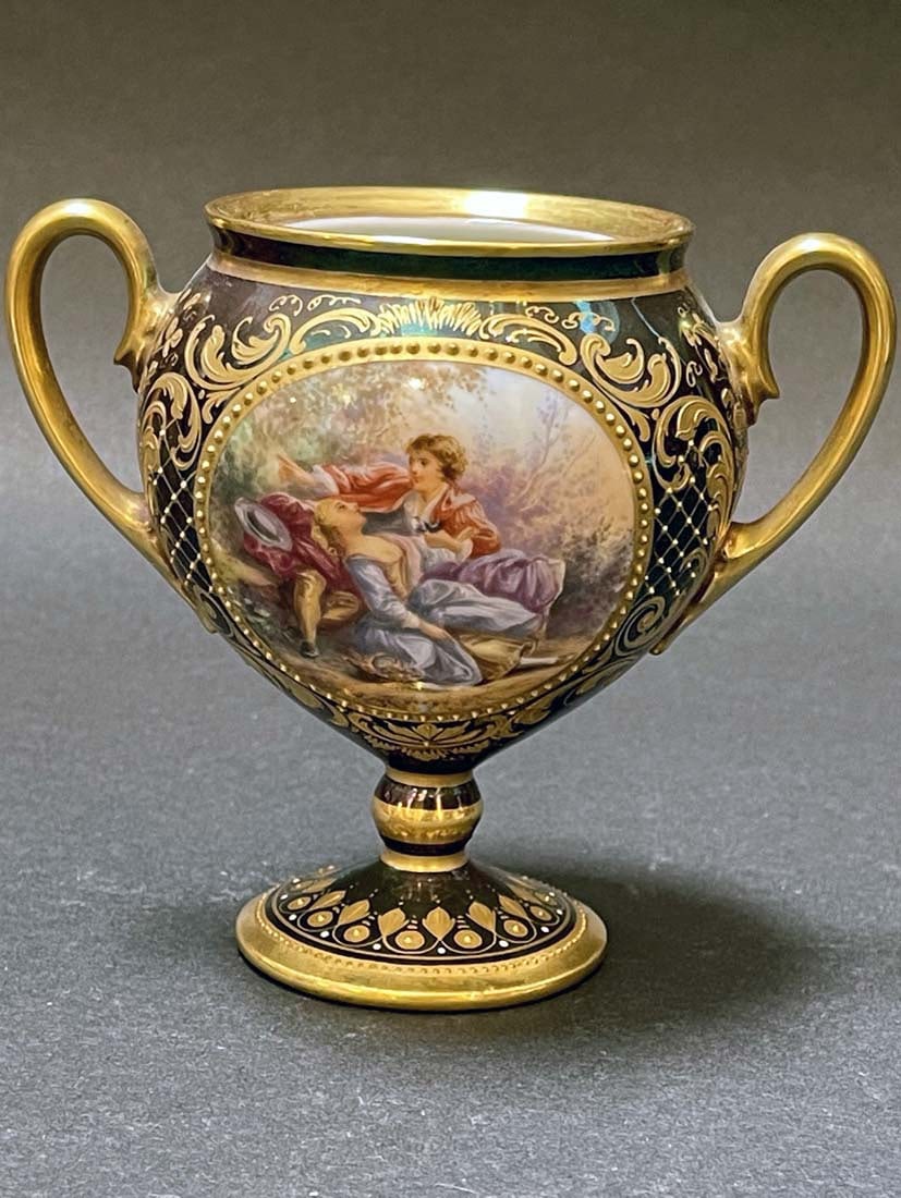 19th C. Austrian Royal Vienna Miniture Porcelain Vase, Hand Painted: 19th C. Austrian Royal Vienna Miniture Porcelain Vase, Hand Painted. H 4 1/2"