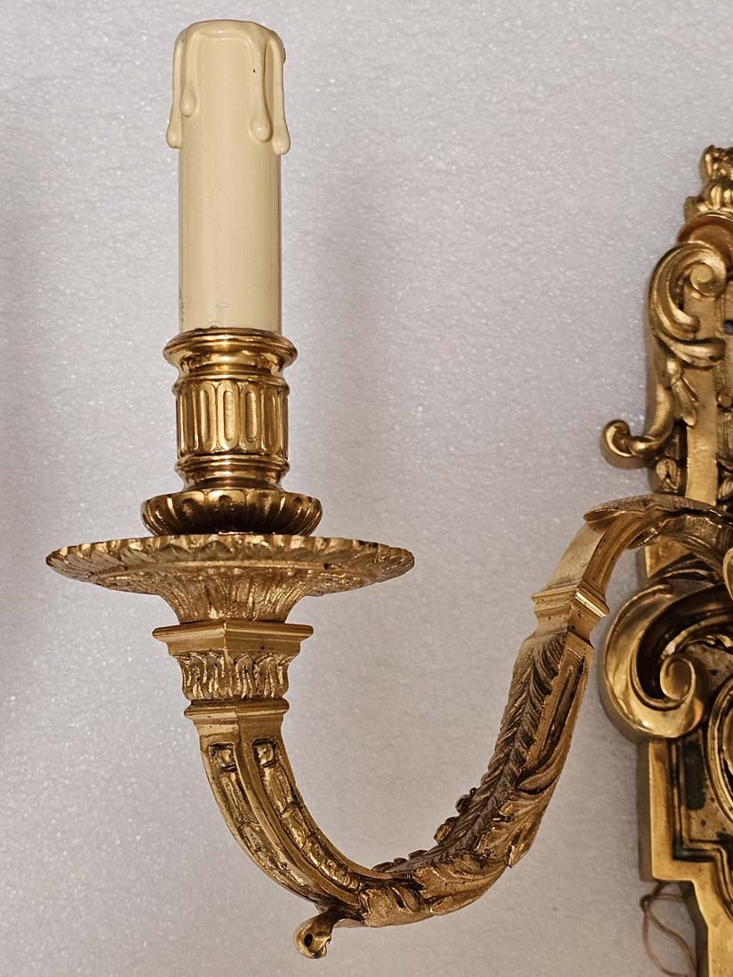 Pair Of 19th C. French Figural Gilt Bronze Wall Sconces - 4