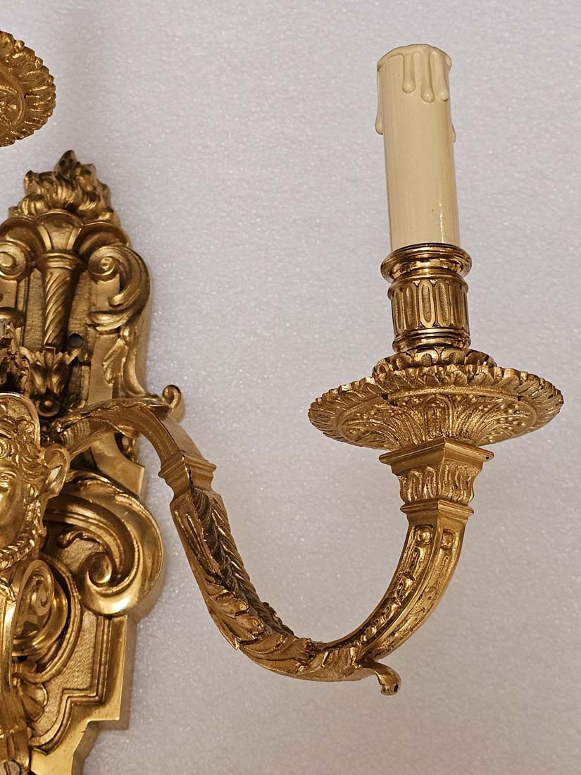 Pair Of 19th C. French Figural Gilt Bronze Wall Sconces - 5