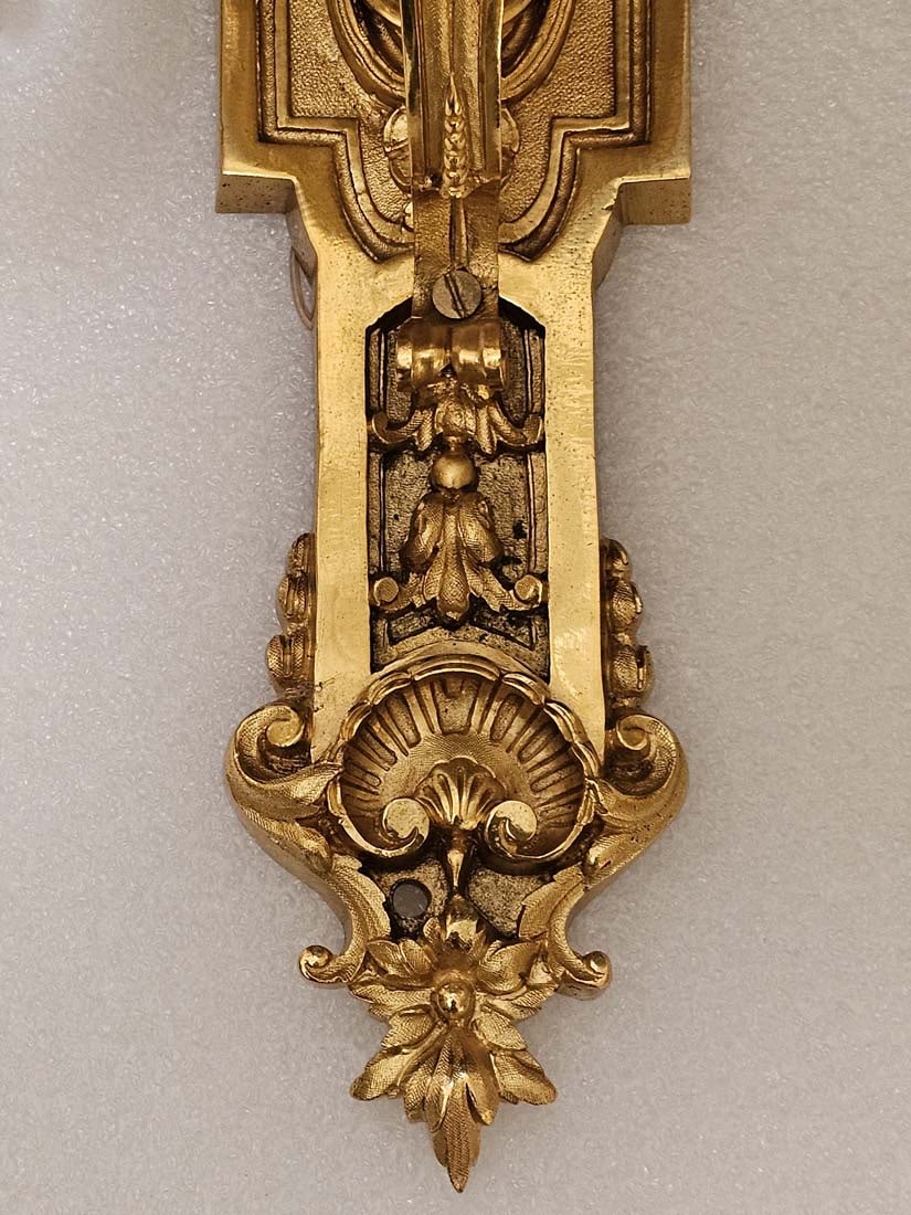 Pair Of 19th C. French Figural Gilt Bronze Wall Sconces - 6