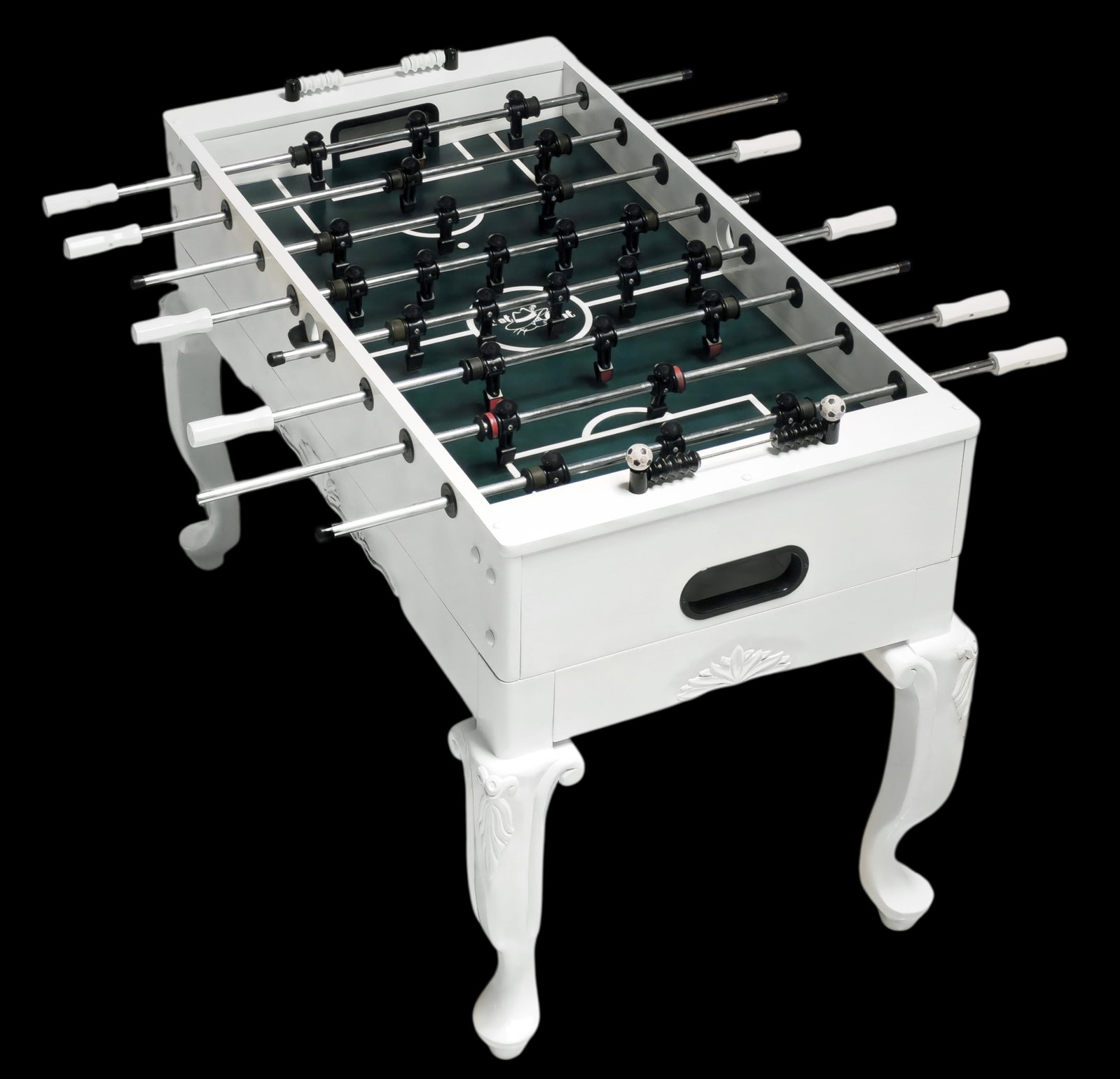 All White 56 Inch Foosball Modern Classic Table: All White 56 Inch Foosball Modern Classic Table. H 38" x W 52" x L 56 1/2"