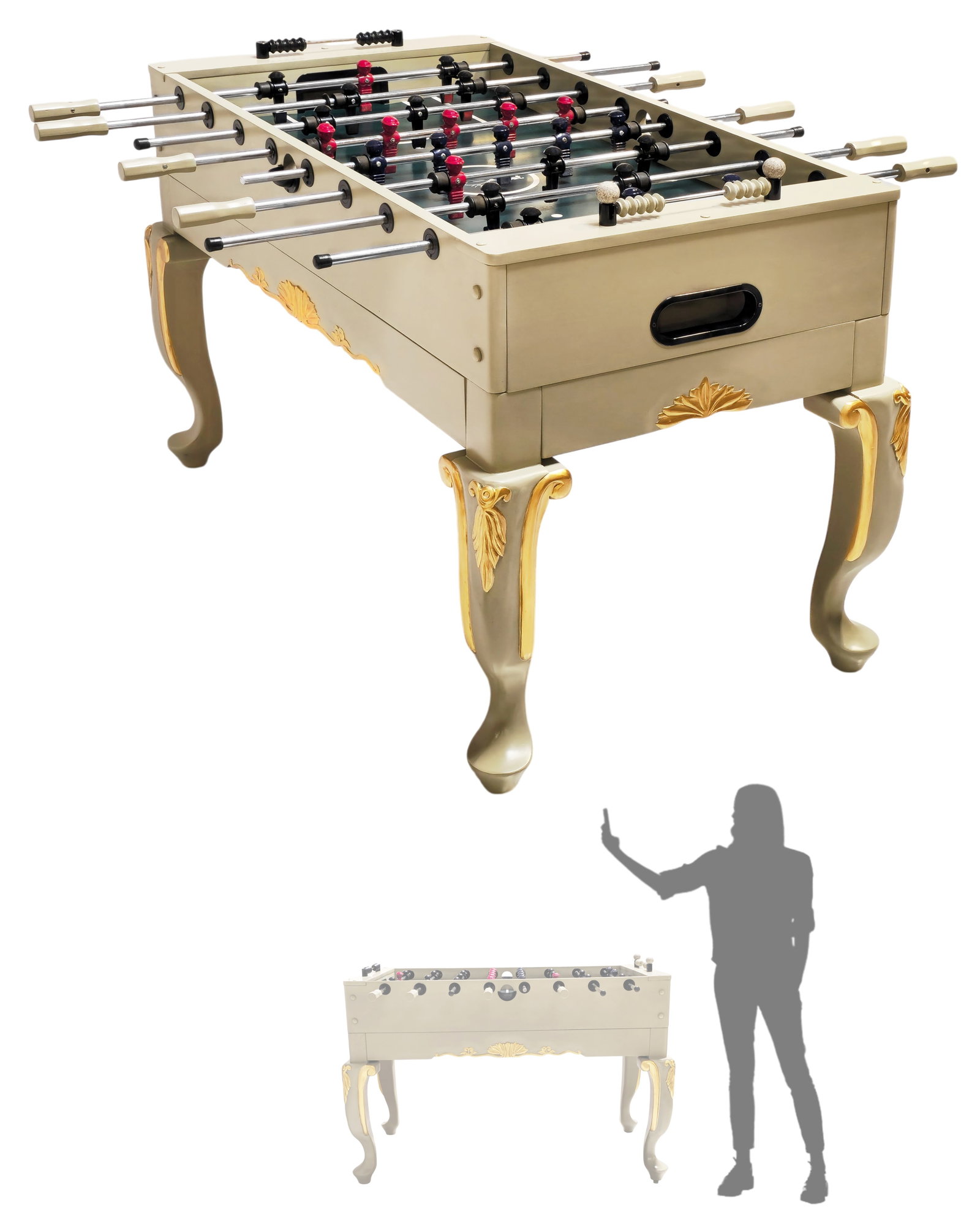 Luxury Ivory Color Foosball Table with Gold-Plated Detailing: Luxury Ivory Color Foosball Table with Gold-Plated Detailing. H 38" x W 52" x L 56 1/2"