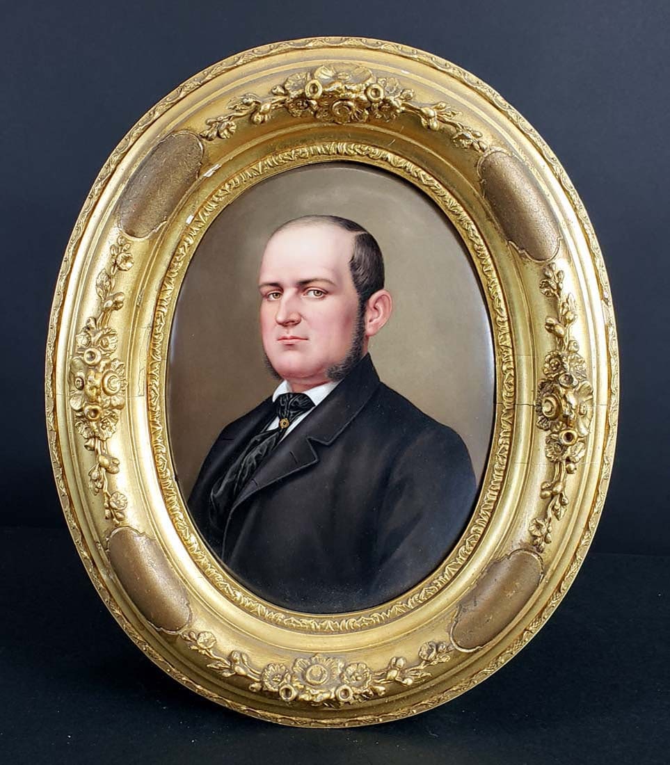 KPM Portrait of Richman, Circa 1900: KPM Portrait of Richman, Circa 1900. The frame measures 13" x 11" and the plaque measures 8 3/4" x 6 1/2"