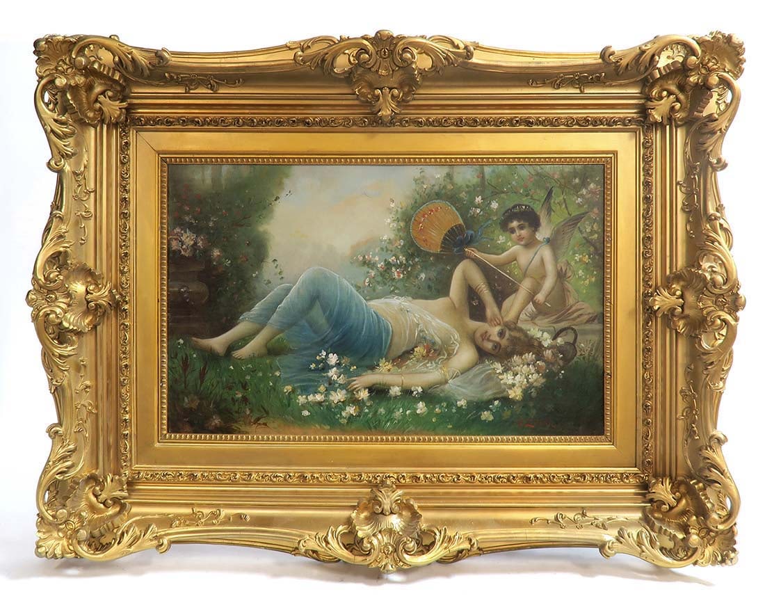 19th C. Oil on Canvas Painting By "Hans Zatzka": 19th C. Oil on Canvas Painting By "Hans Zatzka". Large 19th C. Oil on Canvas By "Hans Zatzka". frame: 41" x 32" / painting: 18" x 27"