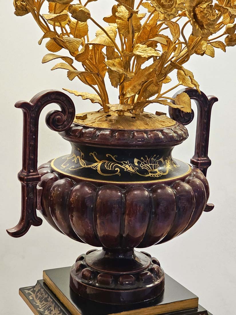 Pair Of Late 19th C. French Enameled Gilt Bronze Candelabra Painted Pedestals For Chinese Market - 3