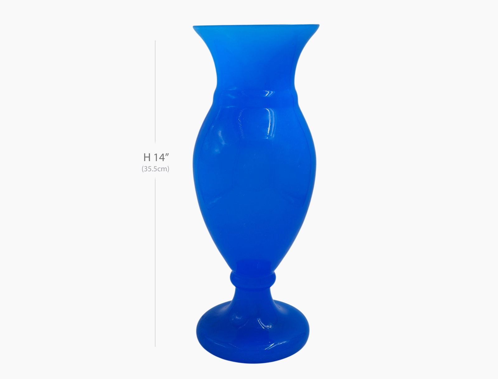 Large Late 19th C. French Hand Blown Blue Opaline Vase: Large Late 19th C. French Hand Blown Blue Opaline Vase. H 14" x W 5 1/2"