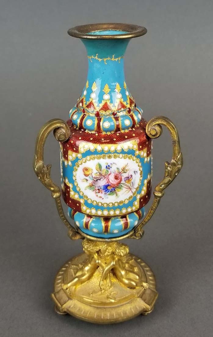 19th C. French Enamel Figural Vase (1 of 4)