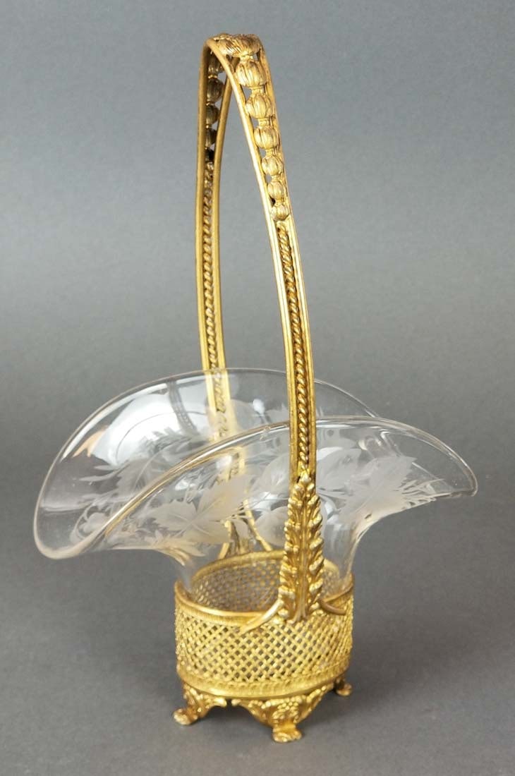 French Baccarat Crystal & Bronze Basket Centerpiece (1 of 3)
