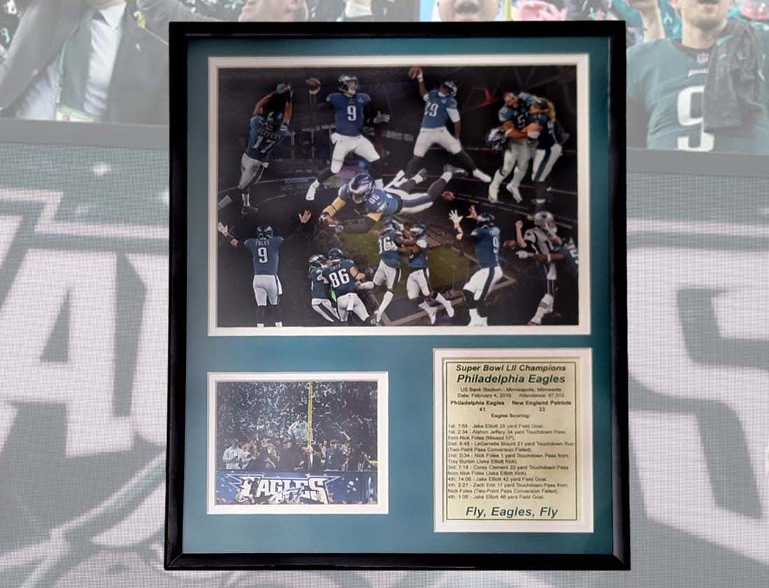 Eagles Philadelphia Feb 4th, 2018 Super Bowl Framed Print: Eagles Philadelphia Feb 4th, 2018 Super Bowl Framed Print. W 14" x L 11"