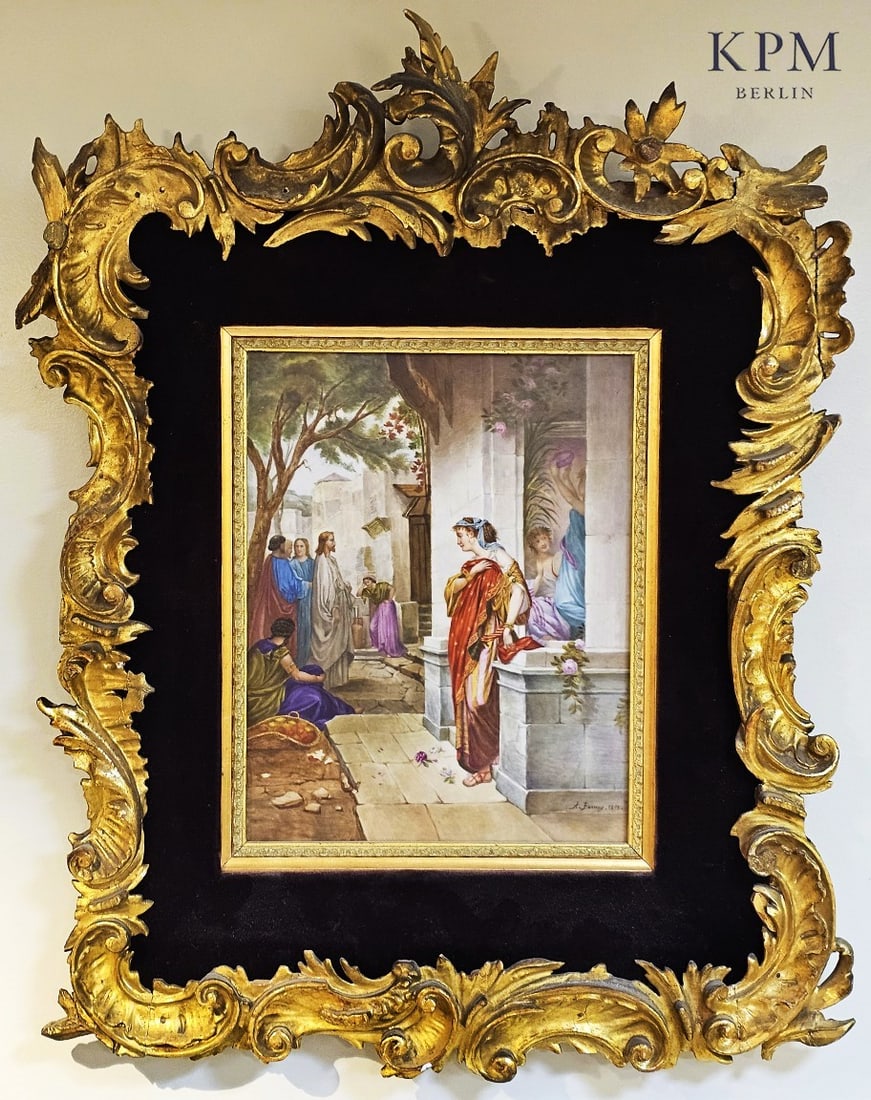 19th C. Berlin Plaque KPM Religious 'Jesus' With Rococo Frame (1 of 9)