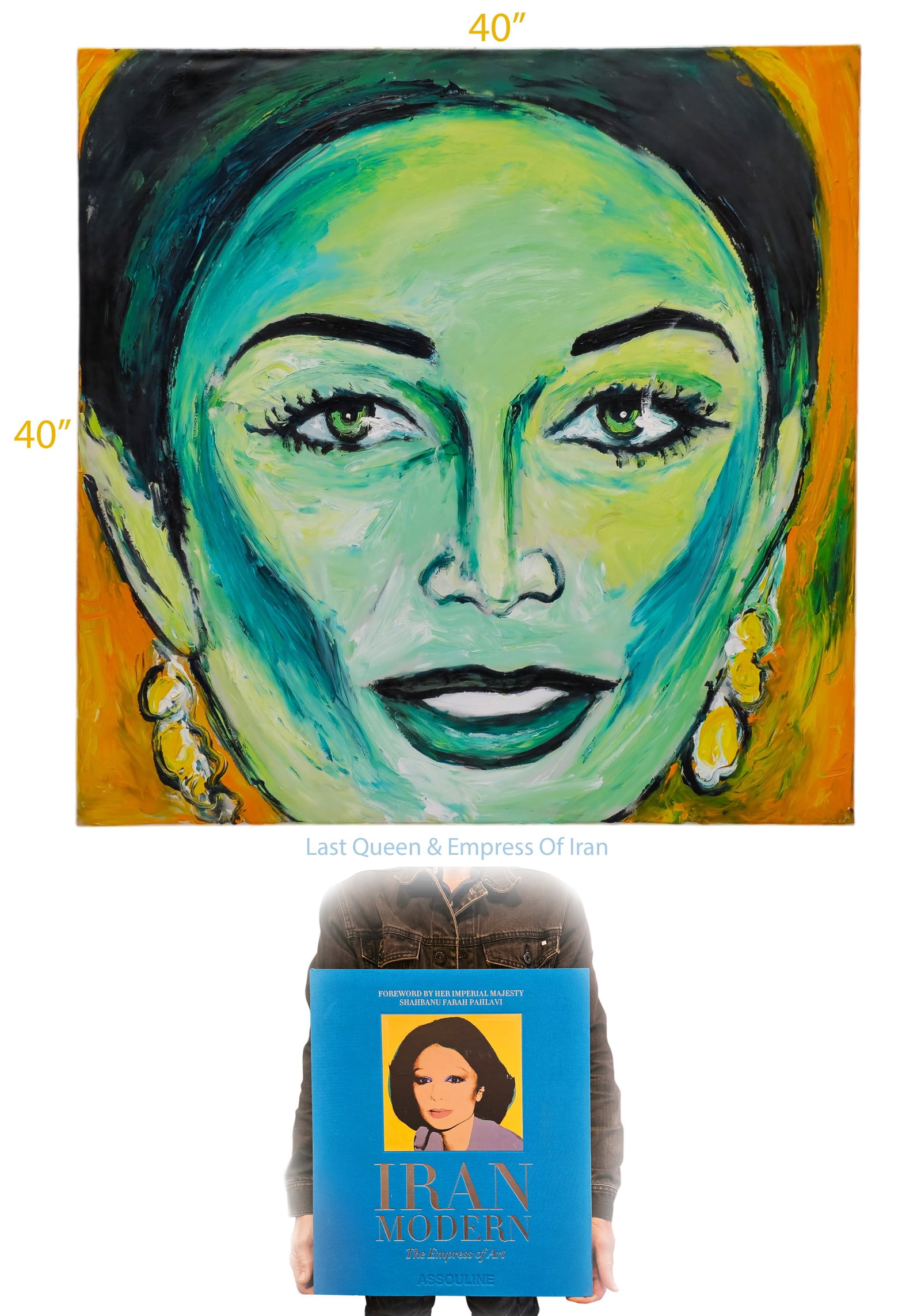 Lot Of Two, Queen Farah Pahlavi Art Table Book By Assouline & Large Oil On Canvas Painting Signed (1 of 6)