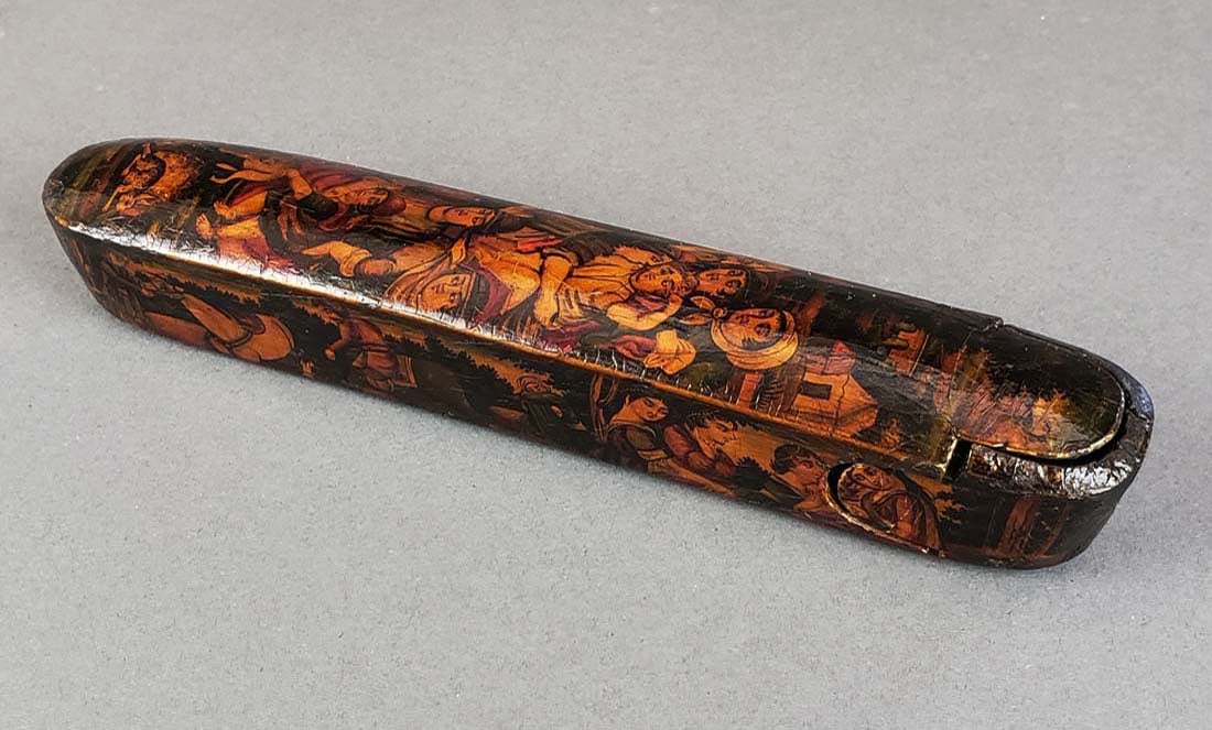 Qajar Lacquer Pen Case: Qajar Lacquer Pen Case. Measures 8" Length