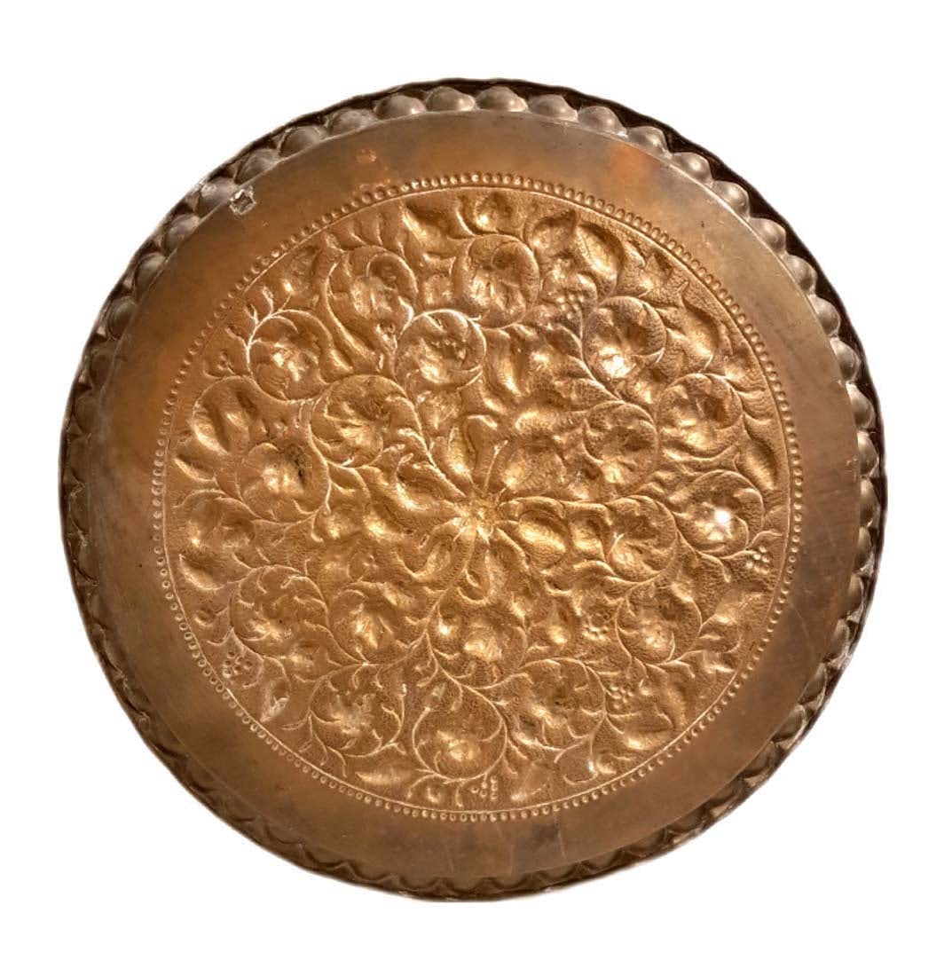 A Large Persian Hand Carving Copper Tray - 2