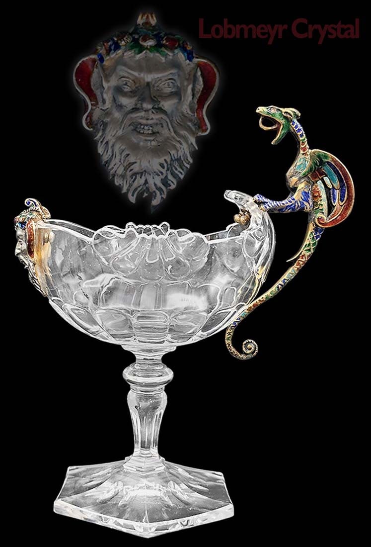 19th C. Viennese Enamel Crystal Rock Miniature Centerpiece: 19th C. Viennese Enamel Crystal Rock Miniature Centerpiece. H 6 1/2" x W 6 7/8" x L 5 3/8"