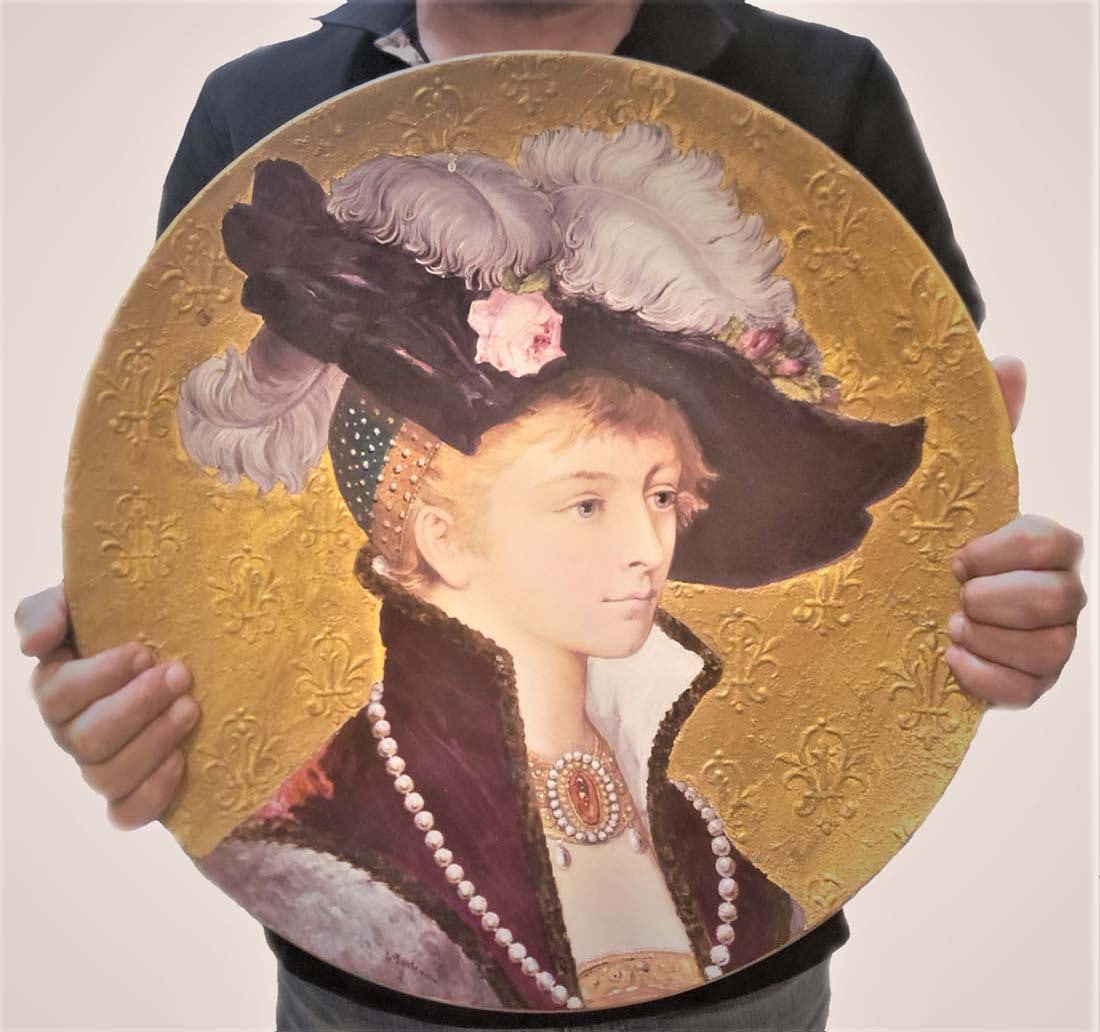 Signed 19th Century Royal Vienna Style Hand Painted Large Plate: Signed 19th Century Royal Vienna Style Hand Painted Large Plate. Diameter: 17"
