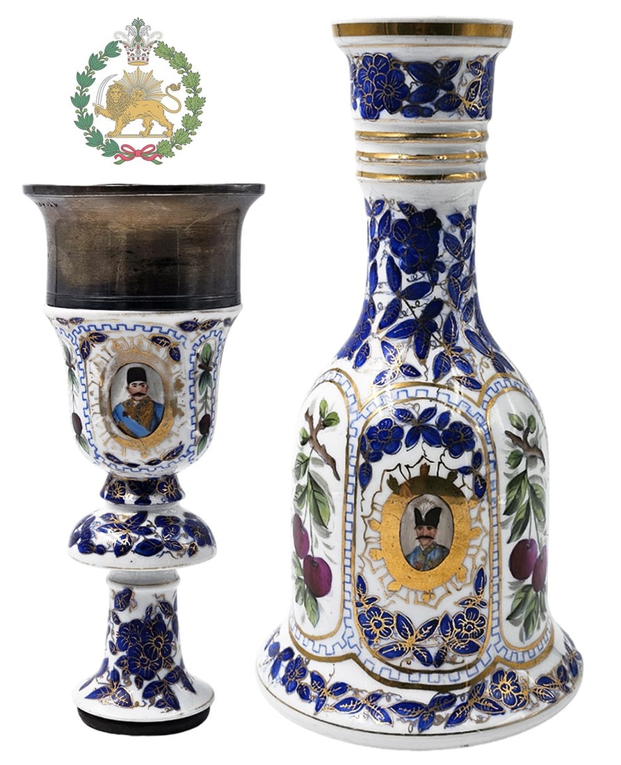 19th C. Persian Qajar Top Silver, Hookah Naser Al Din Shah Period: 19th C. Persian Qajar Top Silver, Hookah Naser Al Din Shah Period. Bottom: H 10 1/2" x W 5 1/2" \ Top piece: H 8" x W 3 1/2"